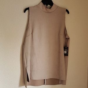 Brand new Vince Camuto camel suede top perfect over leggings for fall!  Size L